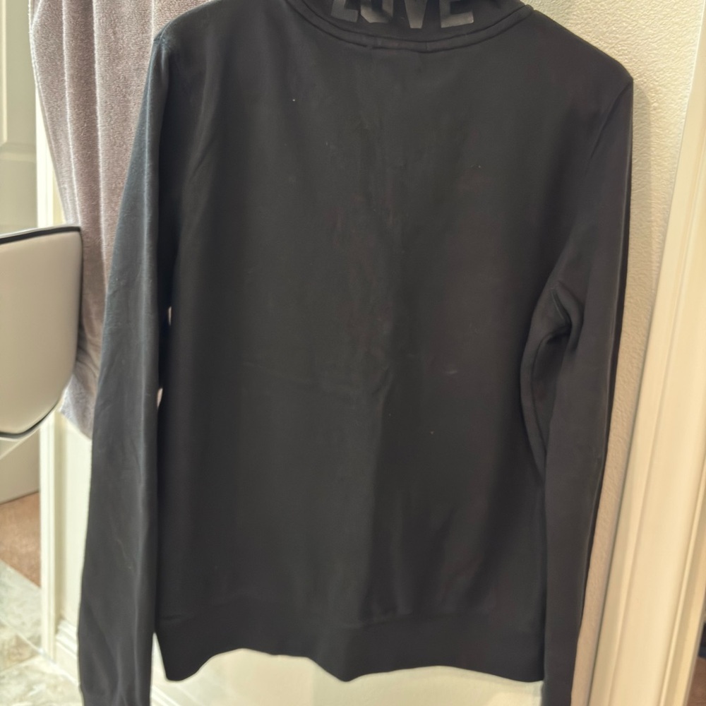 Black Pullover Sweatshirt Animal Print Zebra VS Half Zip large - Picture 4 of 5